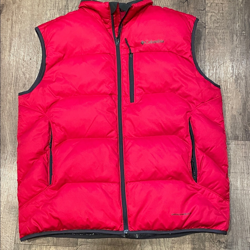 Columbia Down Puffy Vest Omni-Heat Thermal Comfort Men’s Red Vest Size‎ XL